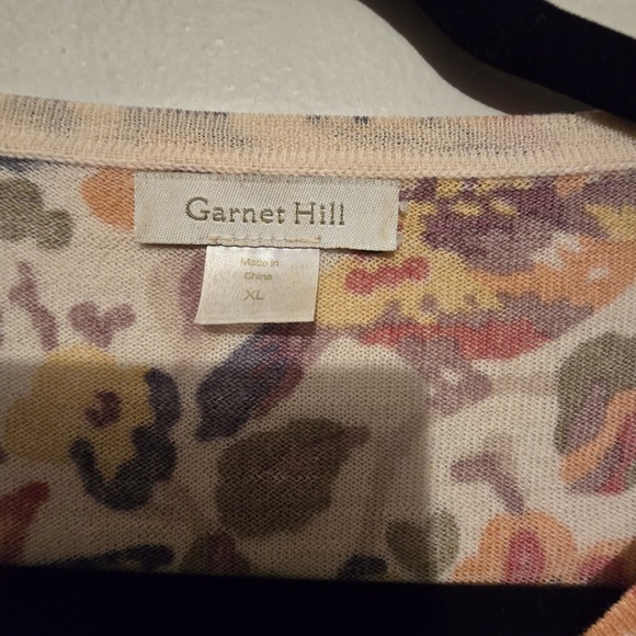 Garnet Hill Merino Wool Floral Cardigan Sweater Womens XL Crop Birds Nature Boho - Picture 5 of 11